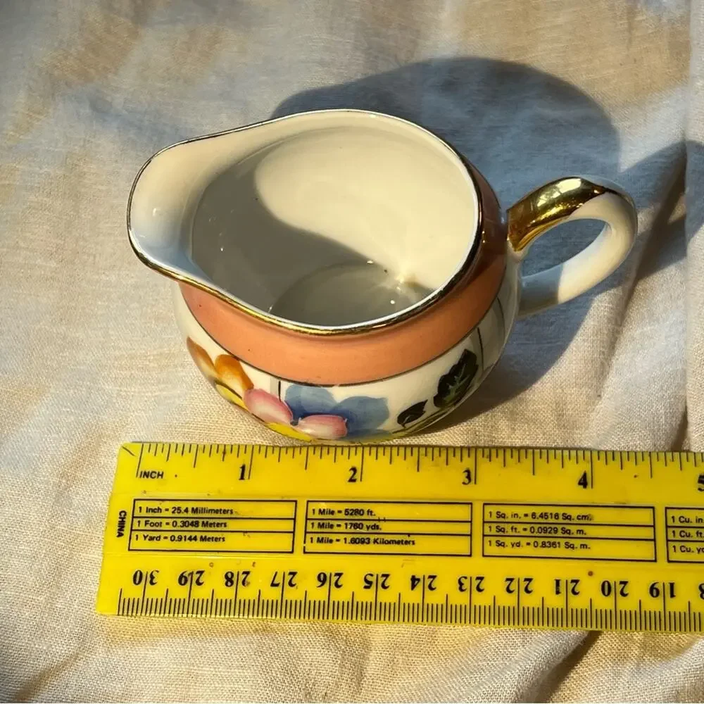 VINTAGE NORITAKE Floral China Creamer Edged in Brilliant Gold/or Flower Vase